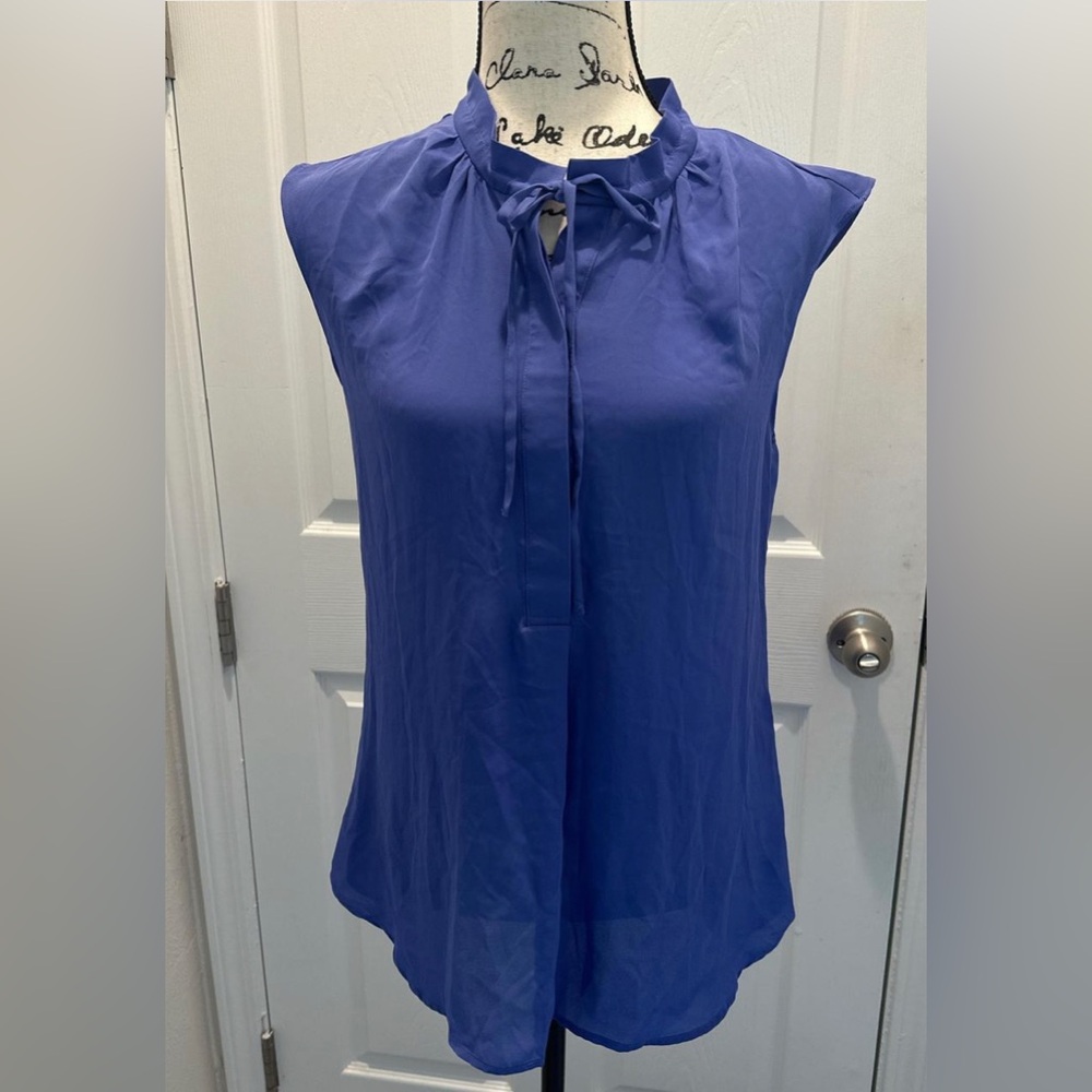 Apt. 9 Royal Blue Sleeveless Tie-Neck Blouse